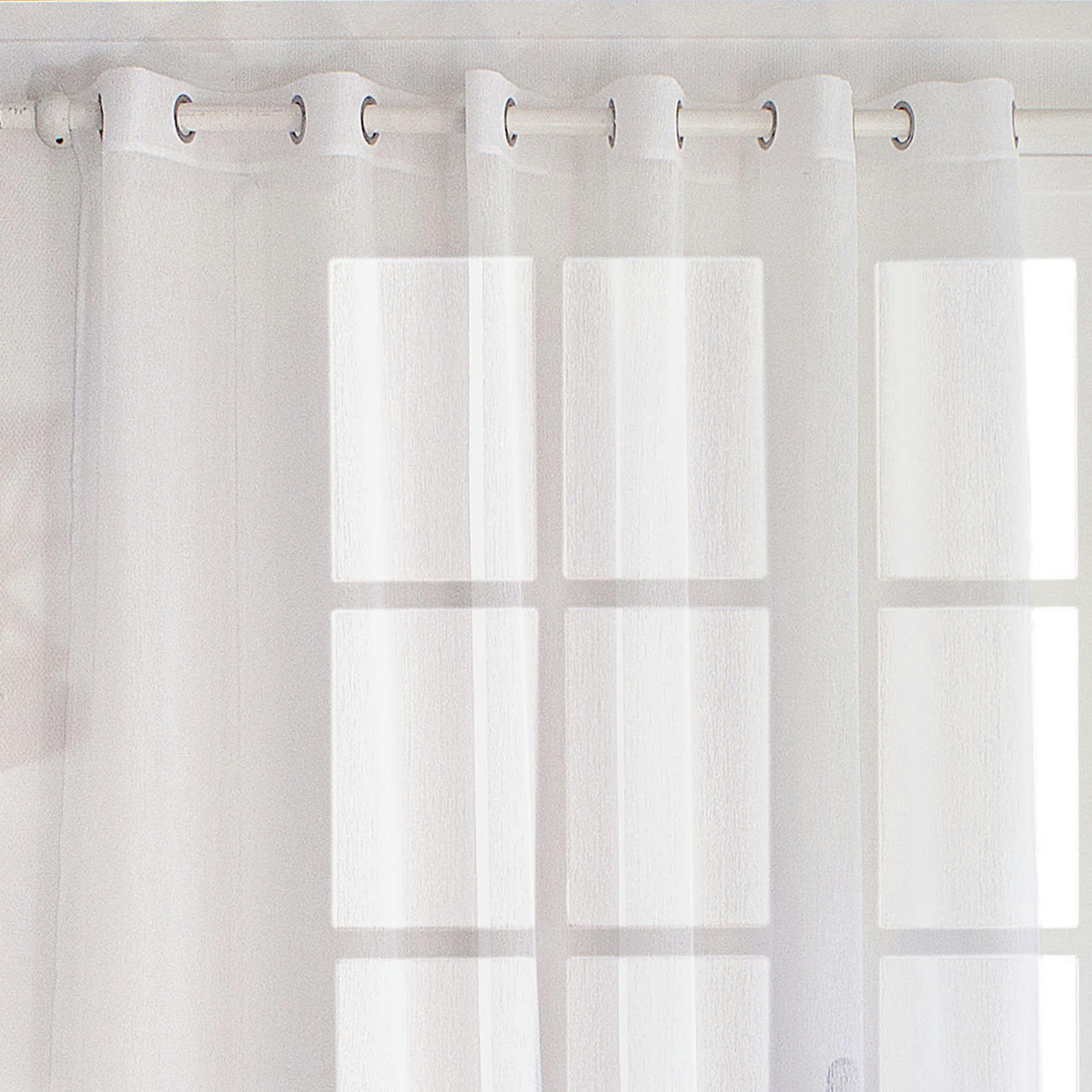 - Voilage uni à oeillets grande largeur polyester blanc 240x240 cm