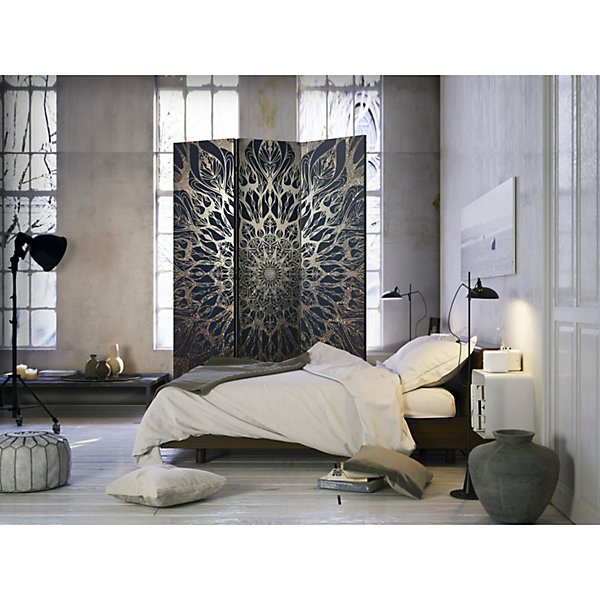 Paravent toile d'araignée marron 3 volets 135 x 172 cm