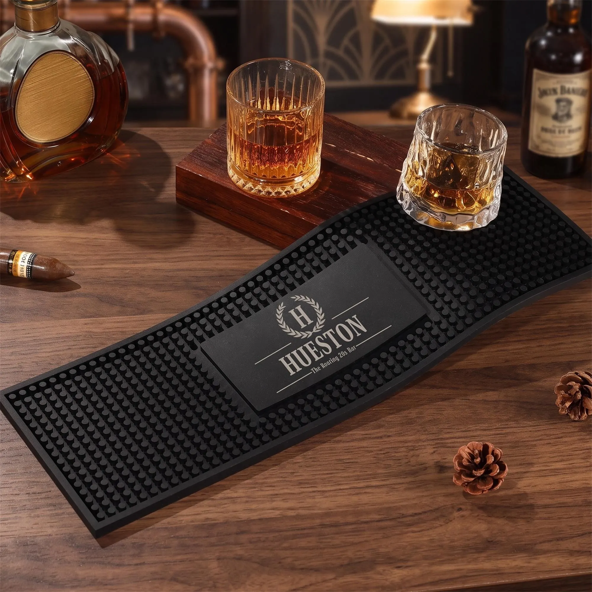 Personalized Bar Mat with Name, Custom Logo Bar Rubber, Silicone Barware Gift, Pub Accessories, Rubber Bar Mat, Home Bar Gift