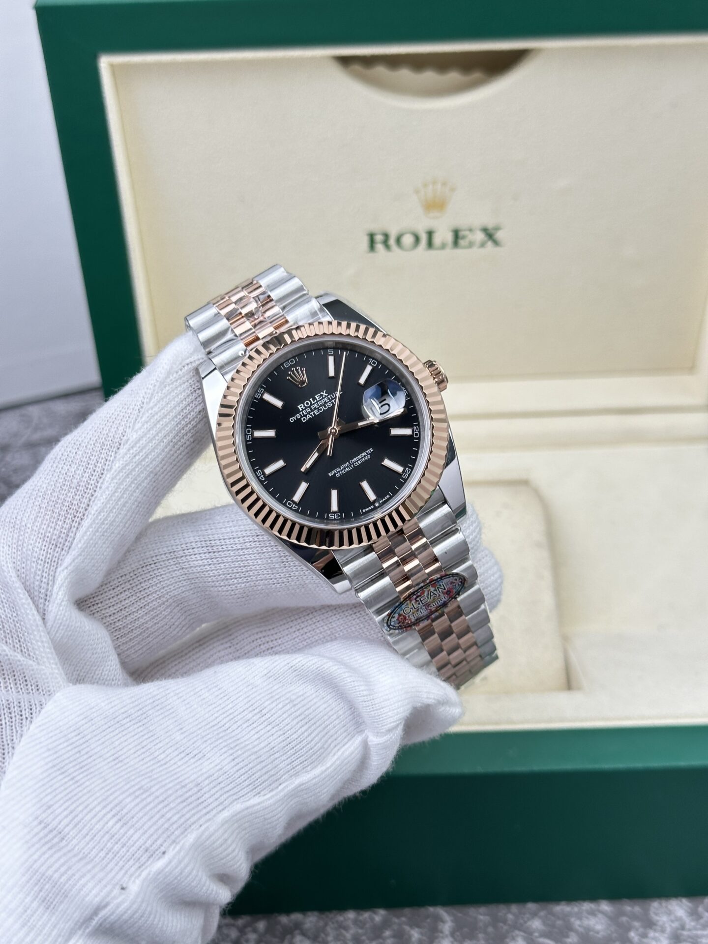 Rolex Datejust 126331 SS/RG Plated Black Dial 41mm Jub Super Clone