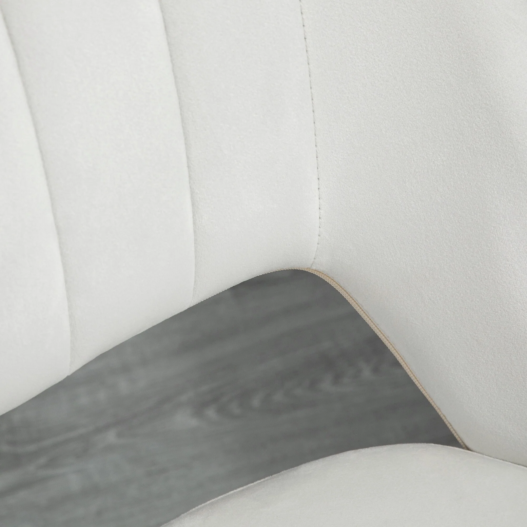 Modern Mid Back Office Chair with Velvet Fabric, Swivel Computer Armless Desk Chair with Hollow Back Design