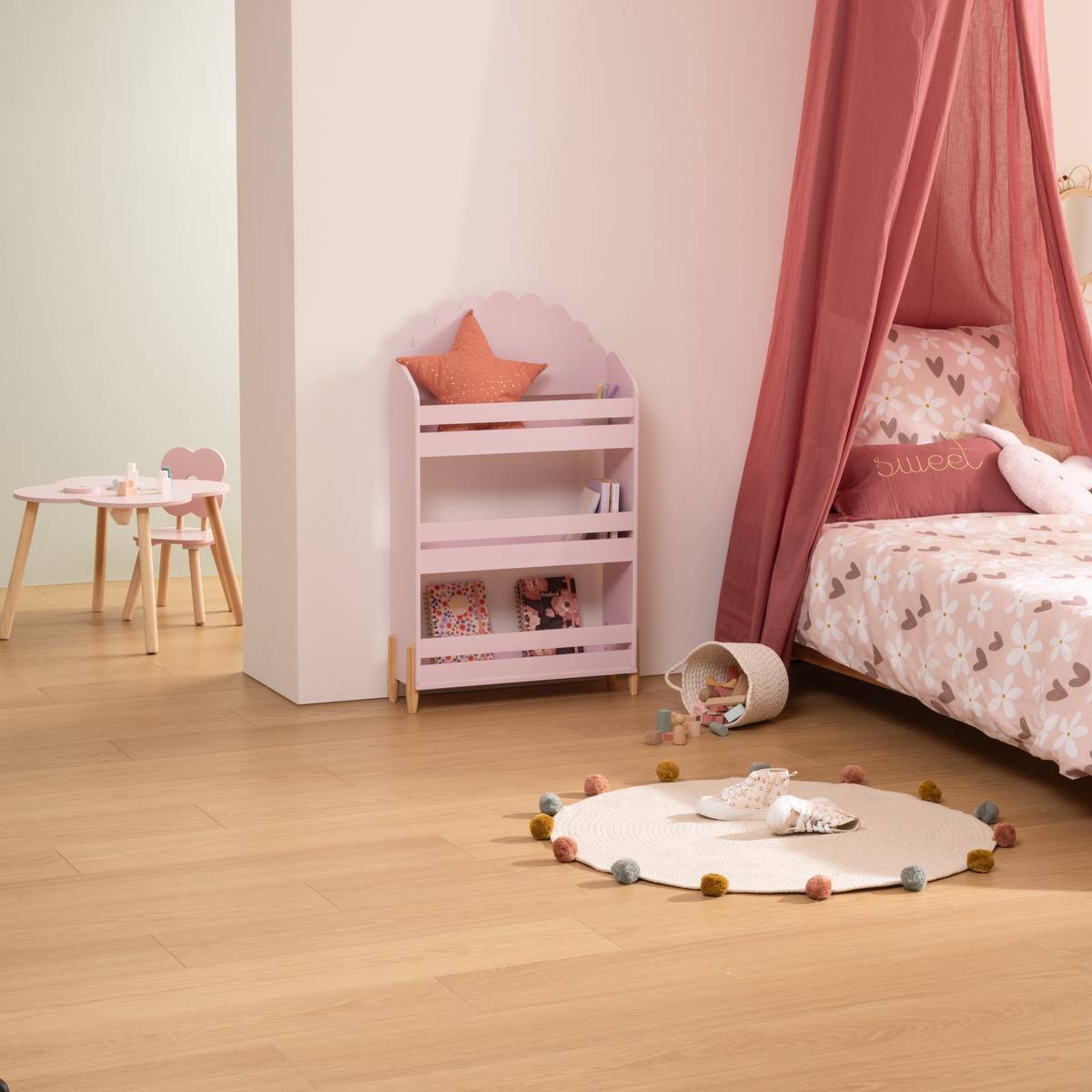 Children's Bookcase "Gentleness" Pink, 61.5x100 cm