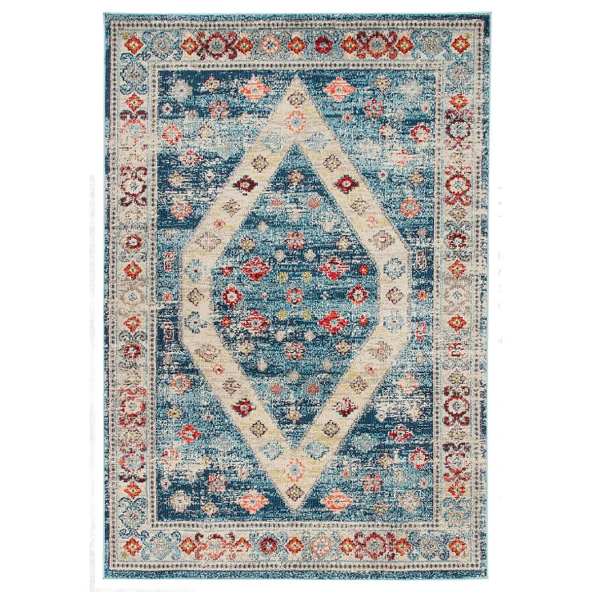 FANTA - Tapis de salon en polypropylène bleu lagon 135x190 cm