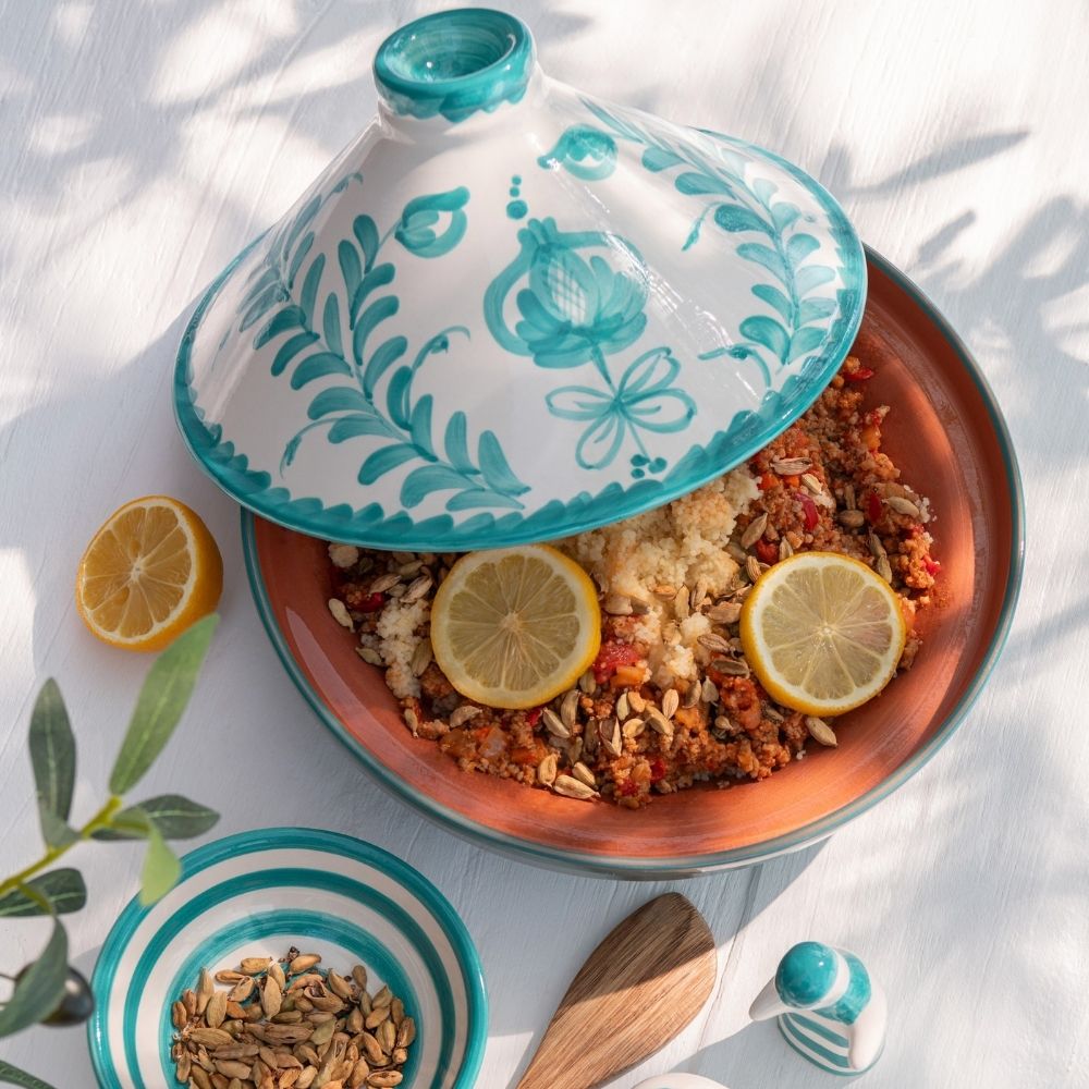 J-Line tajine Granada - keramiek - wit/aqua