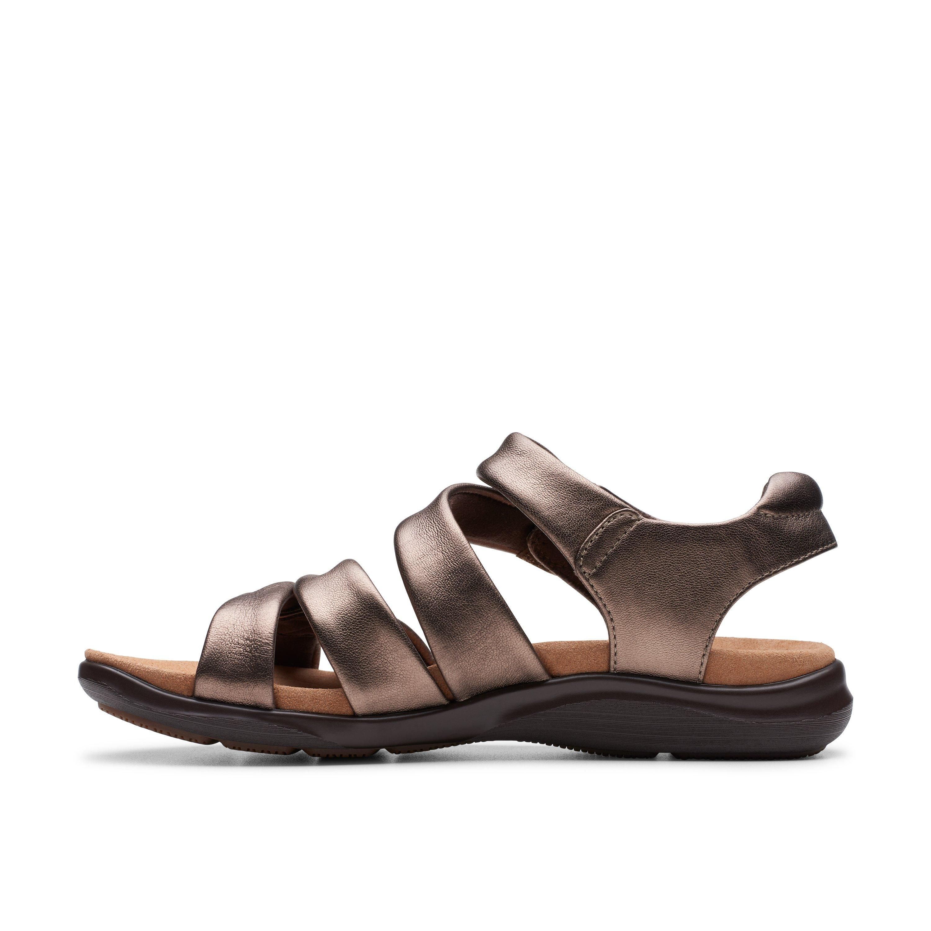 Clarks Kitly Ave Bronze Leather Flat Sandals