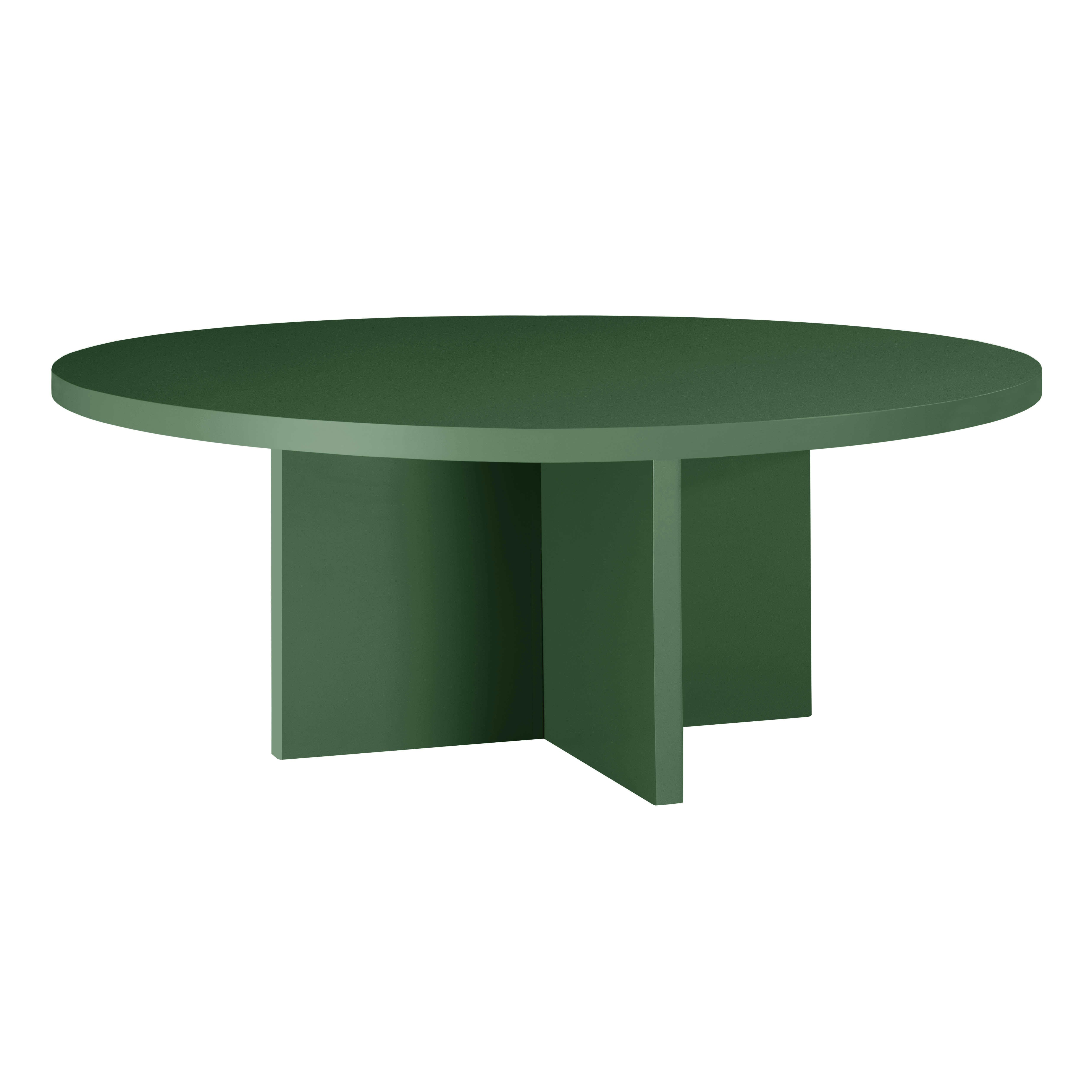 BLOCKIE-PAUSA - Table basse ronde , plateau résistant MDF 3cm cèdre vert 100cm