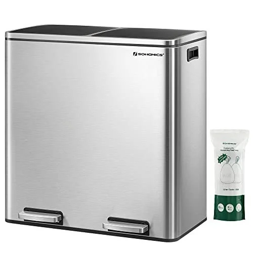 Podwójny Kosz Na Śmieci, 2 X 30 L, Dwukomorowy Kosz Kuchenny