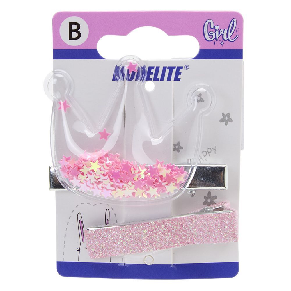 Pince crocodile décor pailleté x2