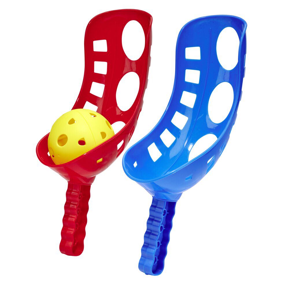Raquette incurvée pelote basque chistera plastique x2 avec 1 balle Ø9cm
