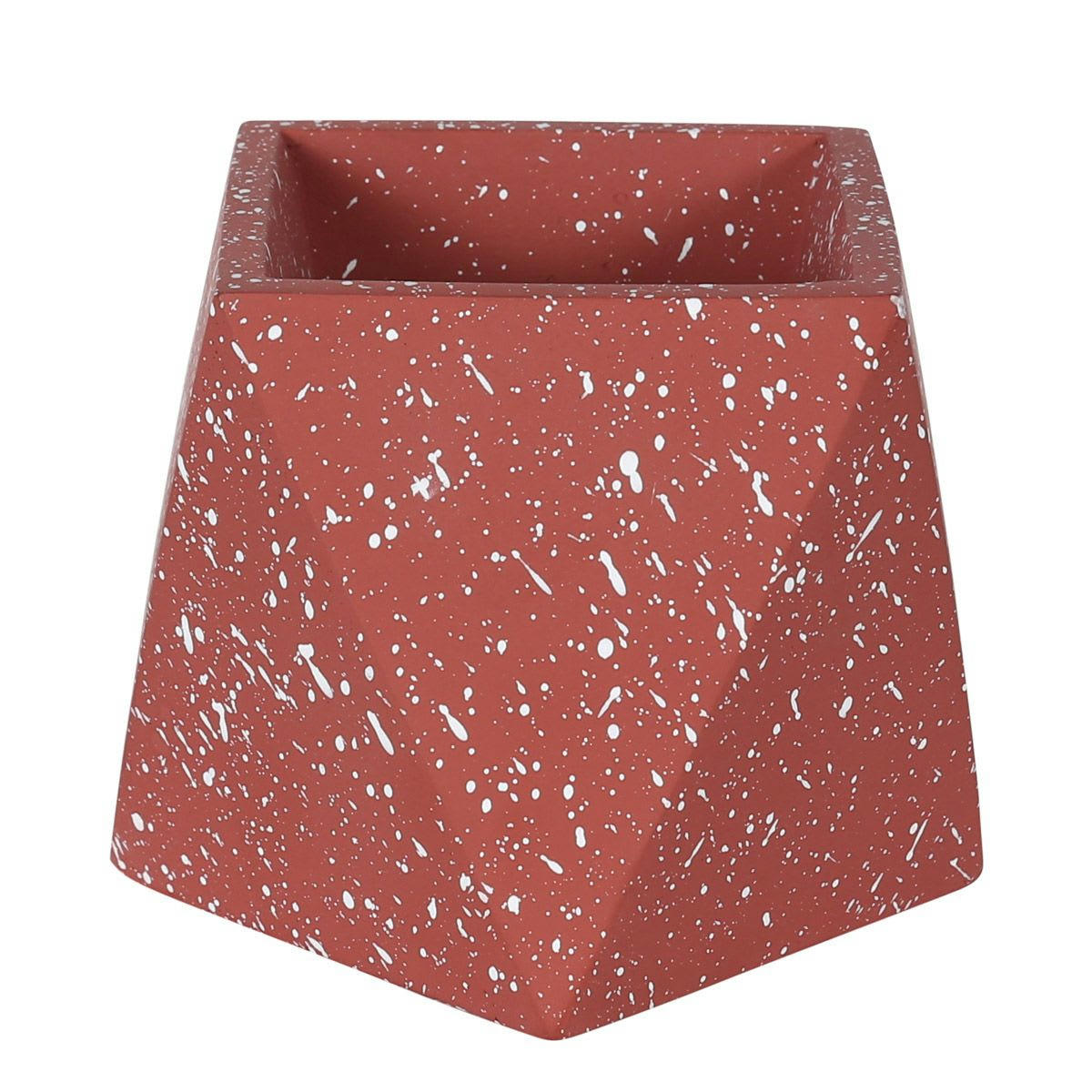 MUZZ - Cache-pot hexagonal en terrazzo rouge brique H9