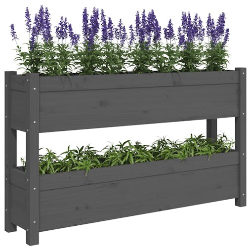 NNEVL Planter Grey 112x25x66 cm Solid Wood Pine