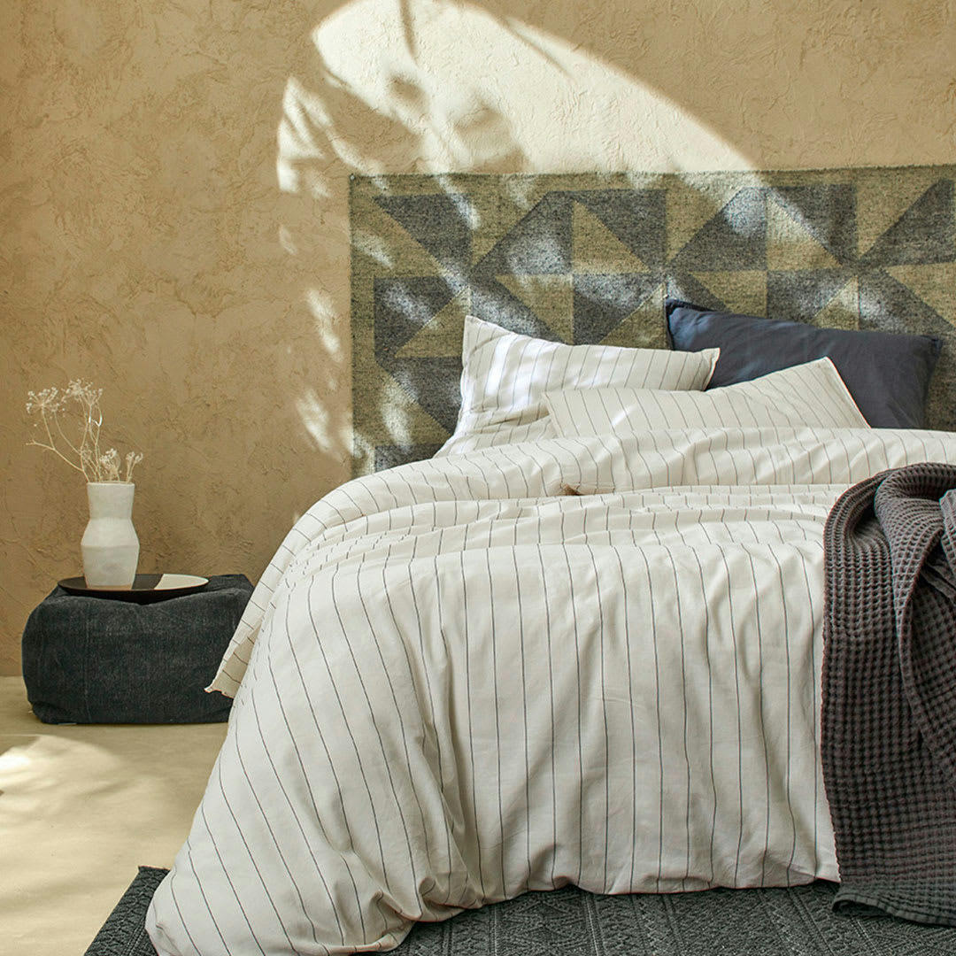 BIO MAHO - Housse de couette li/coton organic encre 200x200 cm