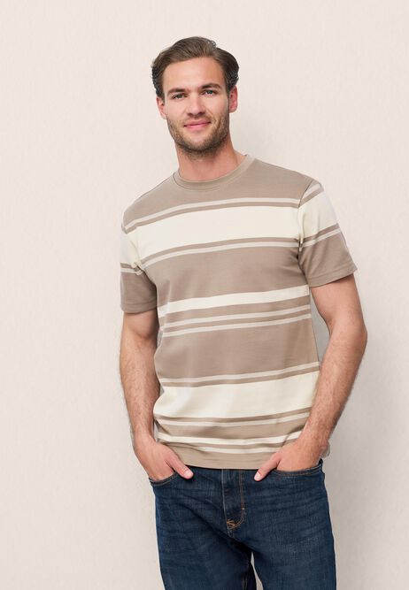 Mens Mocha Multi Stripe Short Sleeve T-shirt
