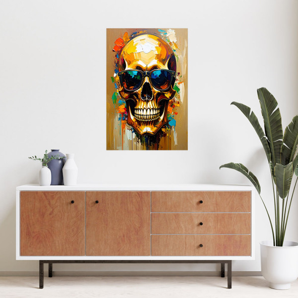 Naklejka na ścianę nowoczesna Feeby Kolorowa czaszka w okularach 20x30