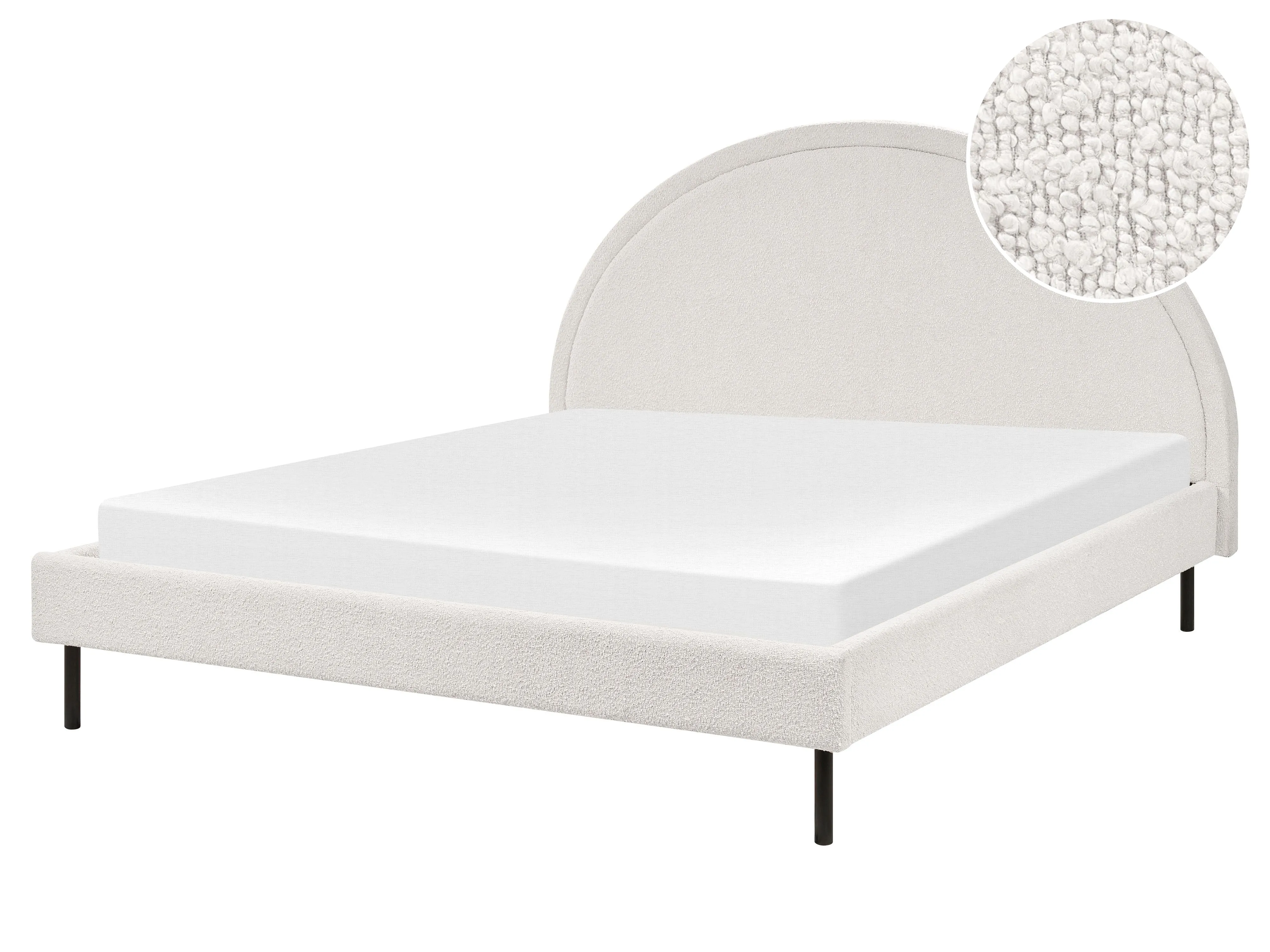 Bed Boucle MARGUT 160 x 200 cm (EU King Size) White