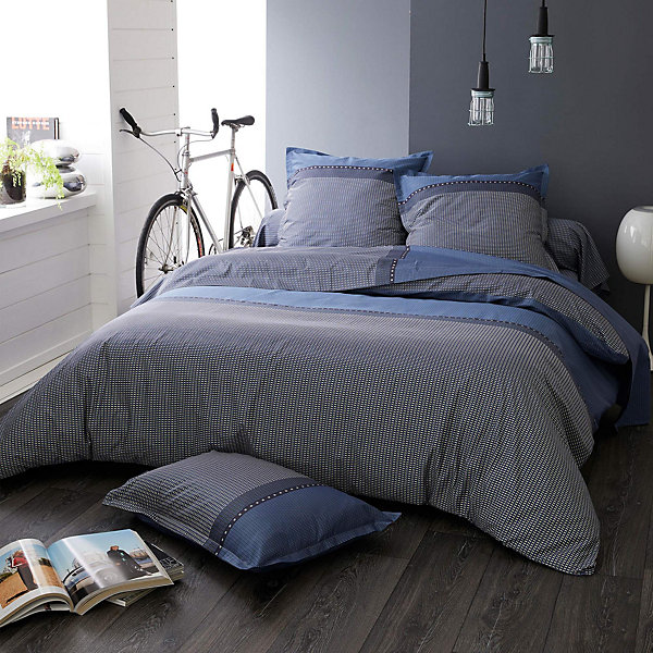 Housse de couette 200x200 cm satin de coton ENZO bleu