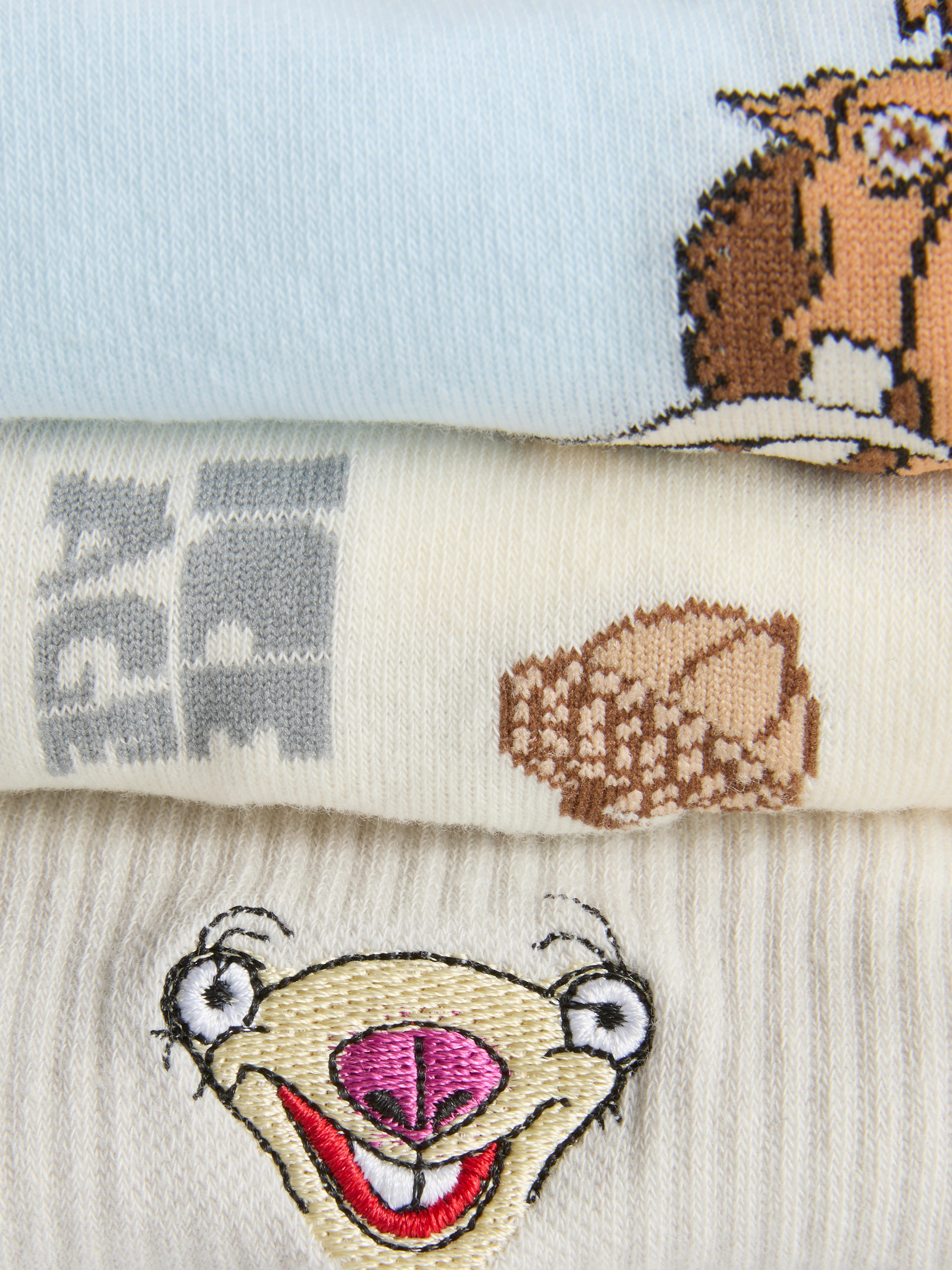3pk Ice Age Sid Quarter Crew Socks