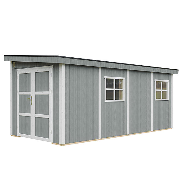 Abri de Jardin Qualité Premium 11,47 m² - H231x248x530 cm - Sans plancher eparoi latérale M940B-CAVERN STEEL - Timbela