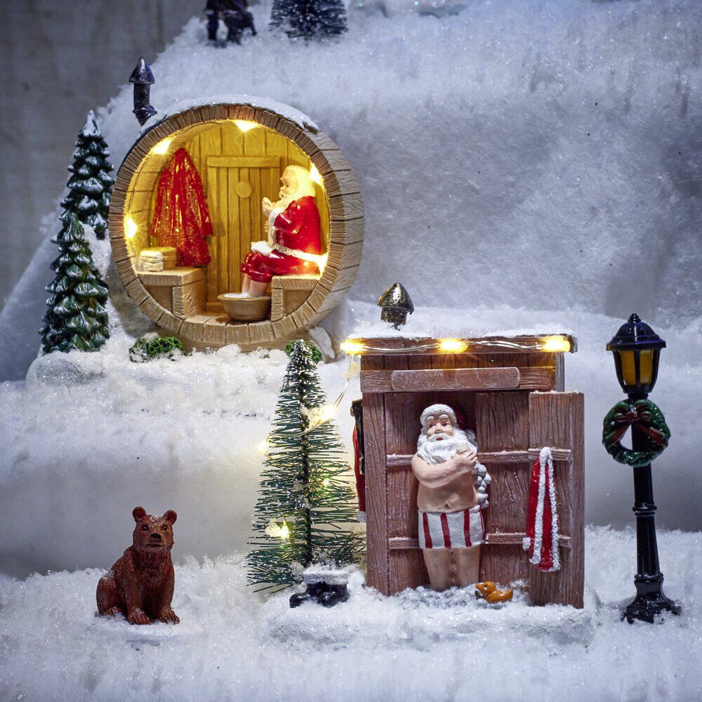Scène Père No&euml;l détente lumineux dans spa ou jacuzzi L10,5xH10cm (2 modèles)