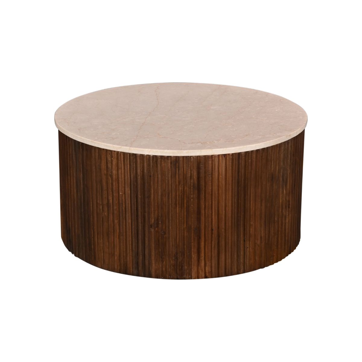 Giga Meubel Salontafel Davi - Rond - Donkerbruin - Marmer - Ø70cm