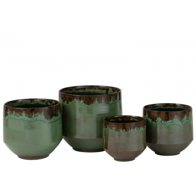 - Cache-pot en céramique verte 23x23X23cm