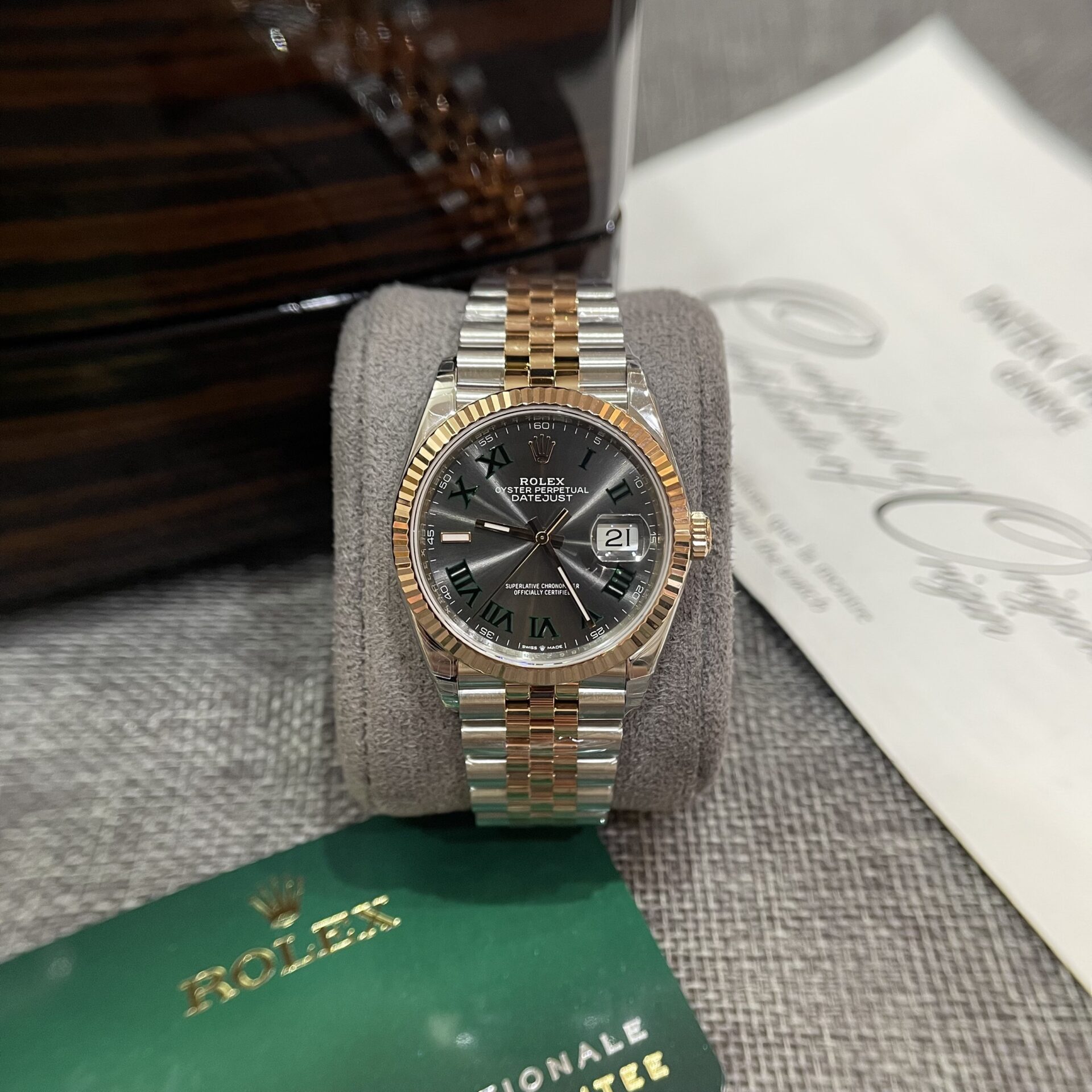 Rolex Datejust 126231 SS/RG Plated Wimbledon Grey Dial 36mm Jub Super Clone