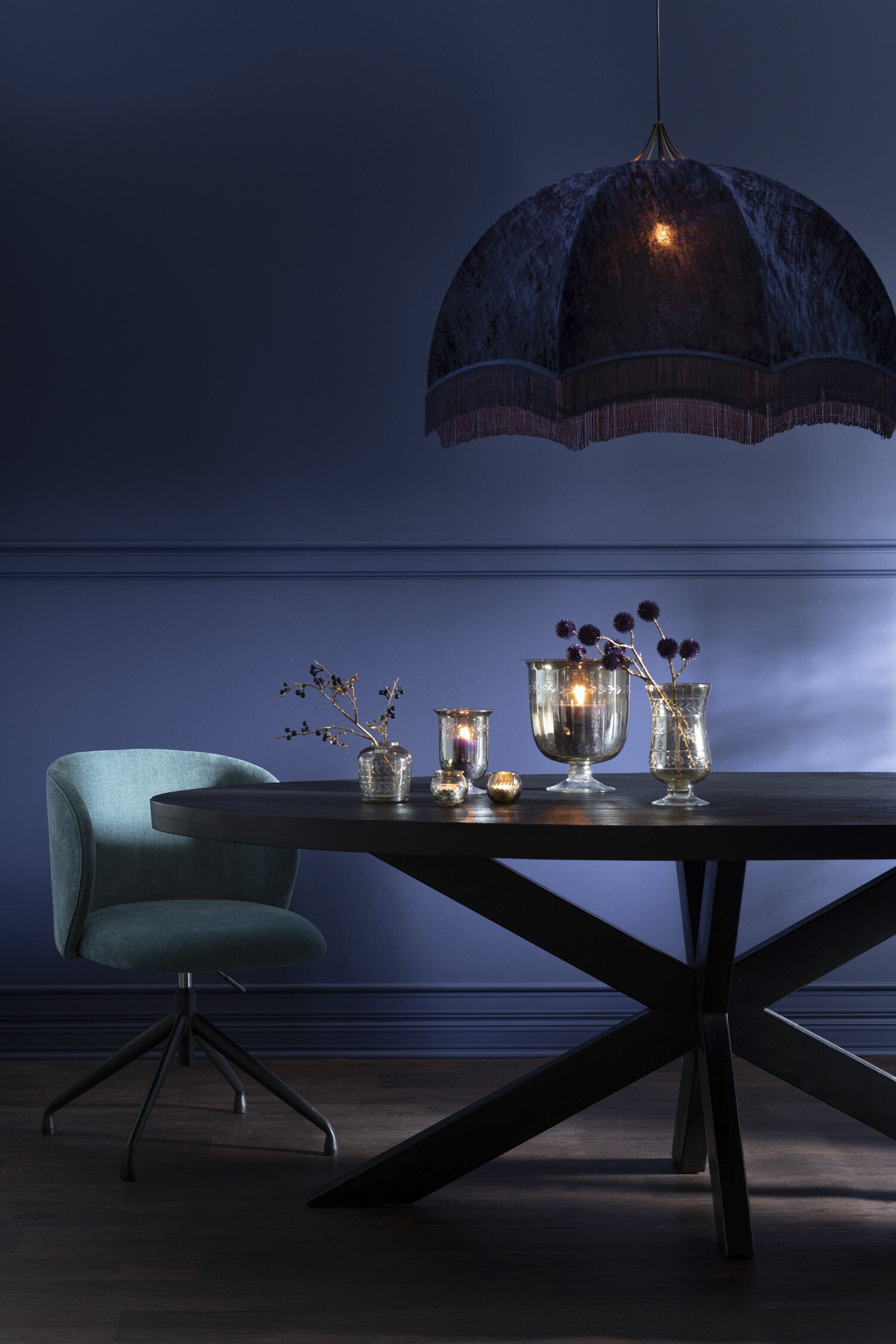 J-Line windlicht Modern Ster - glas - grijs - 22 cm hoog