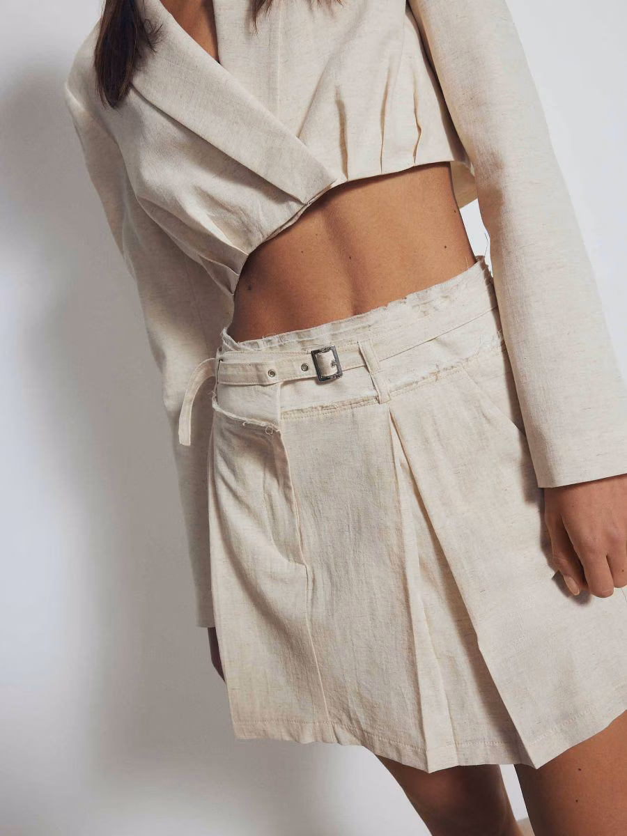 Linen Blend Mini Skirt