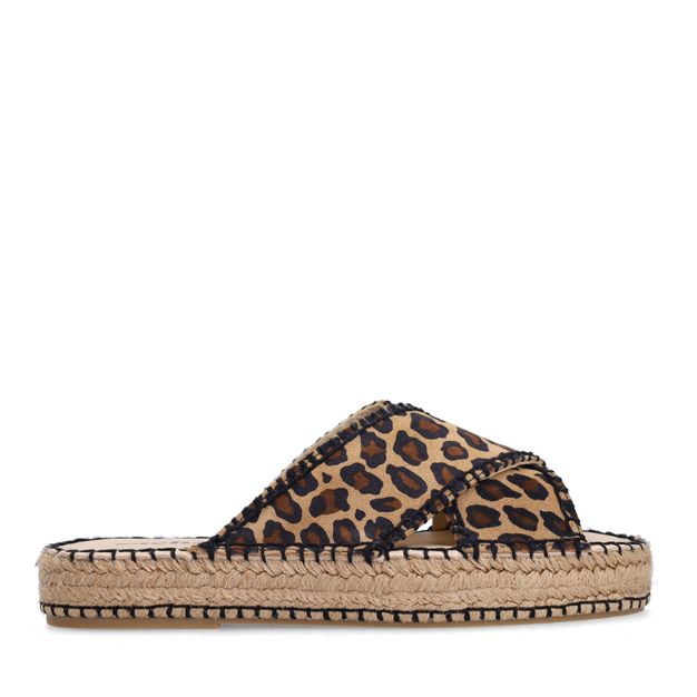 Suède leopard plateau slippers