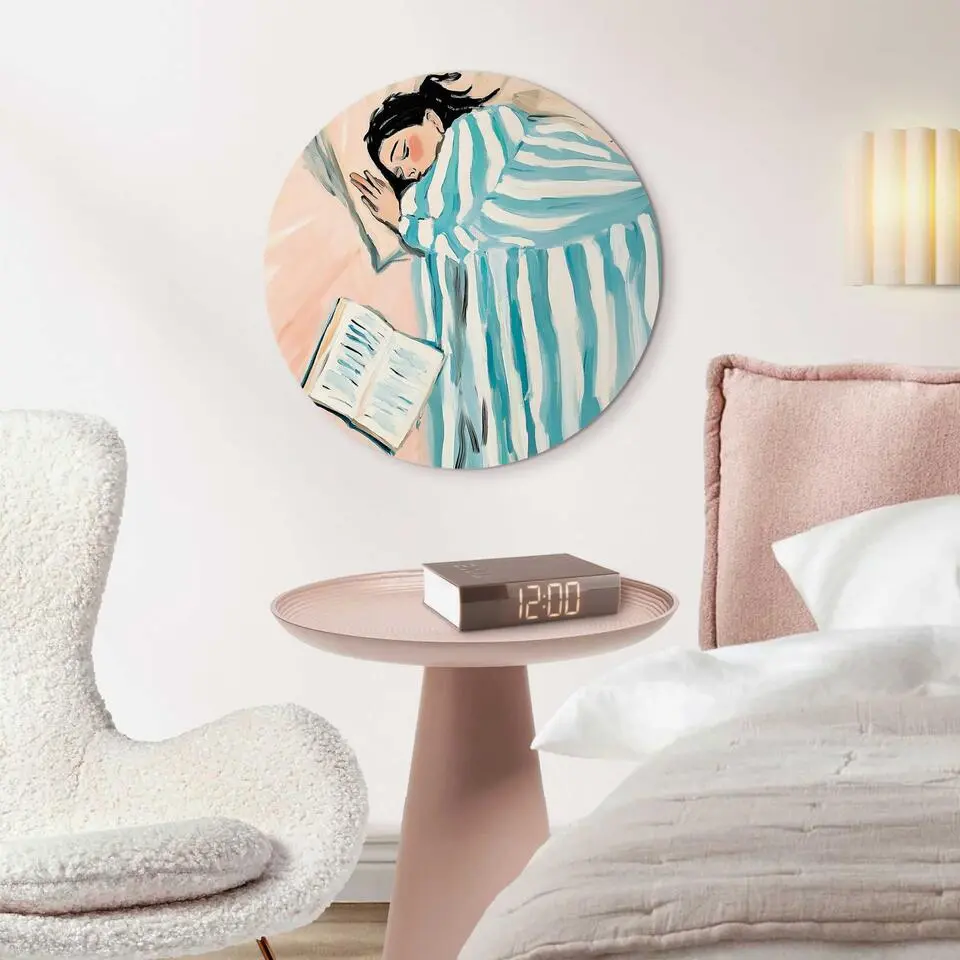 Glasschilderij Lees & Ontspan - &Oslash; 50 - Blauw