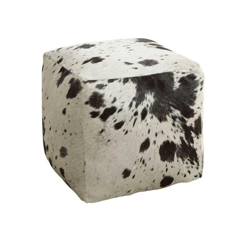 - Pouf cube en peau de vache