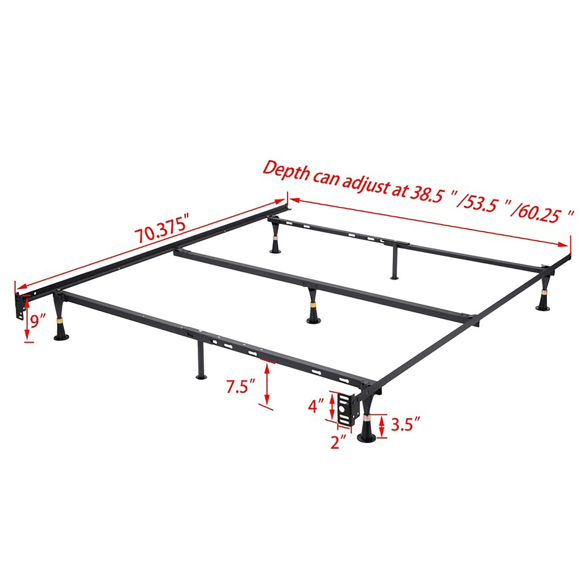 Twin/Full/Queen Metal Bed Frame (Glide Legs)