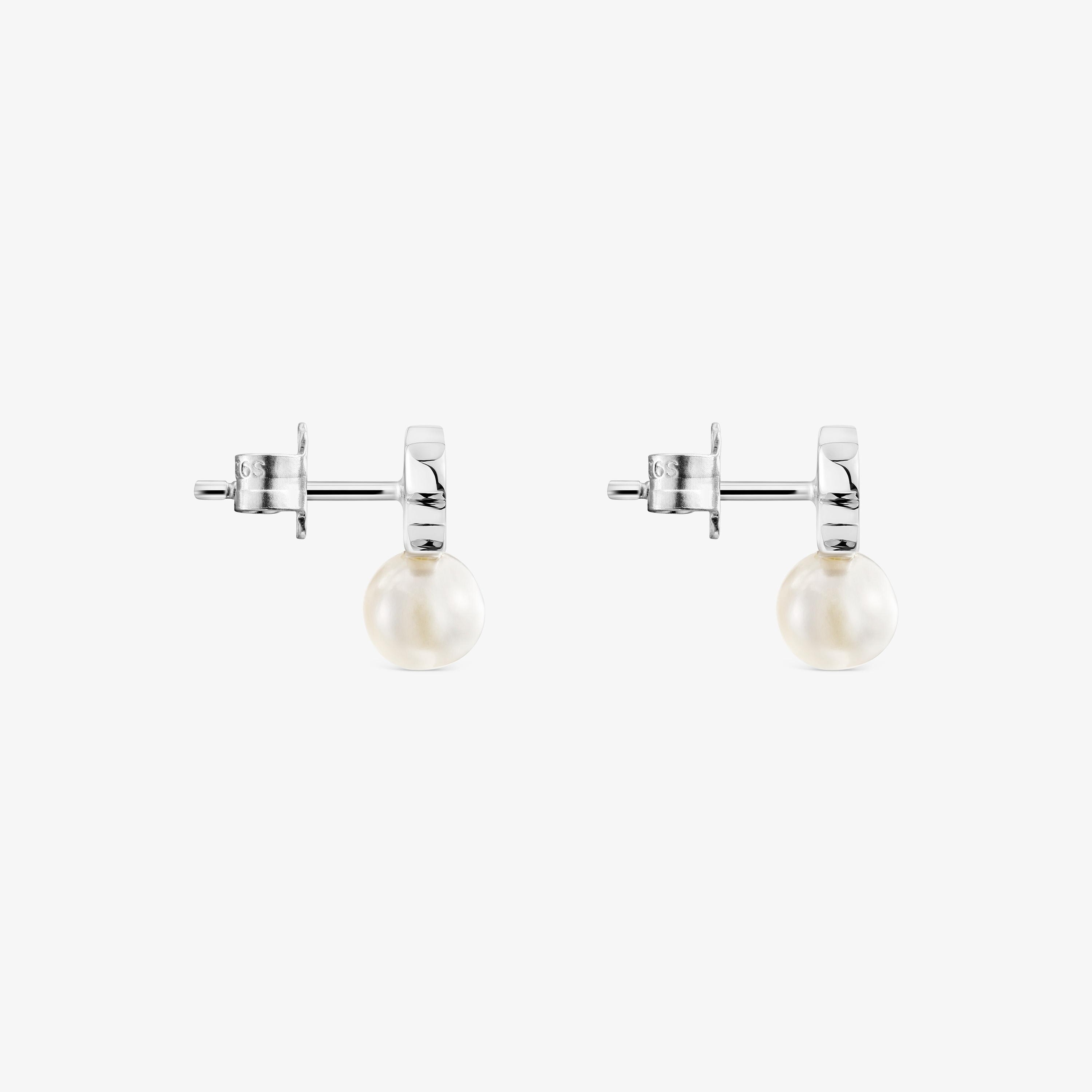 Pendientes oso de plata y perla cultivada de agua dulce 11 mm Sweet Dolls