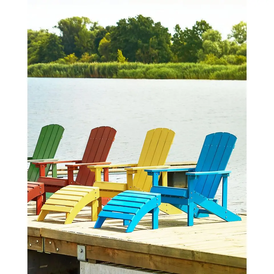 ADIRONDACK - Tuinstoel met voetenbank - Blauw - Kunsthout