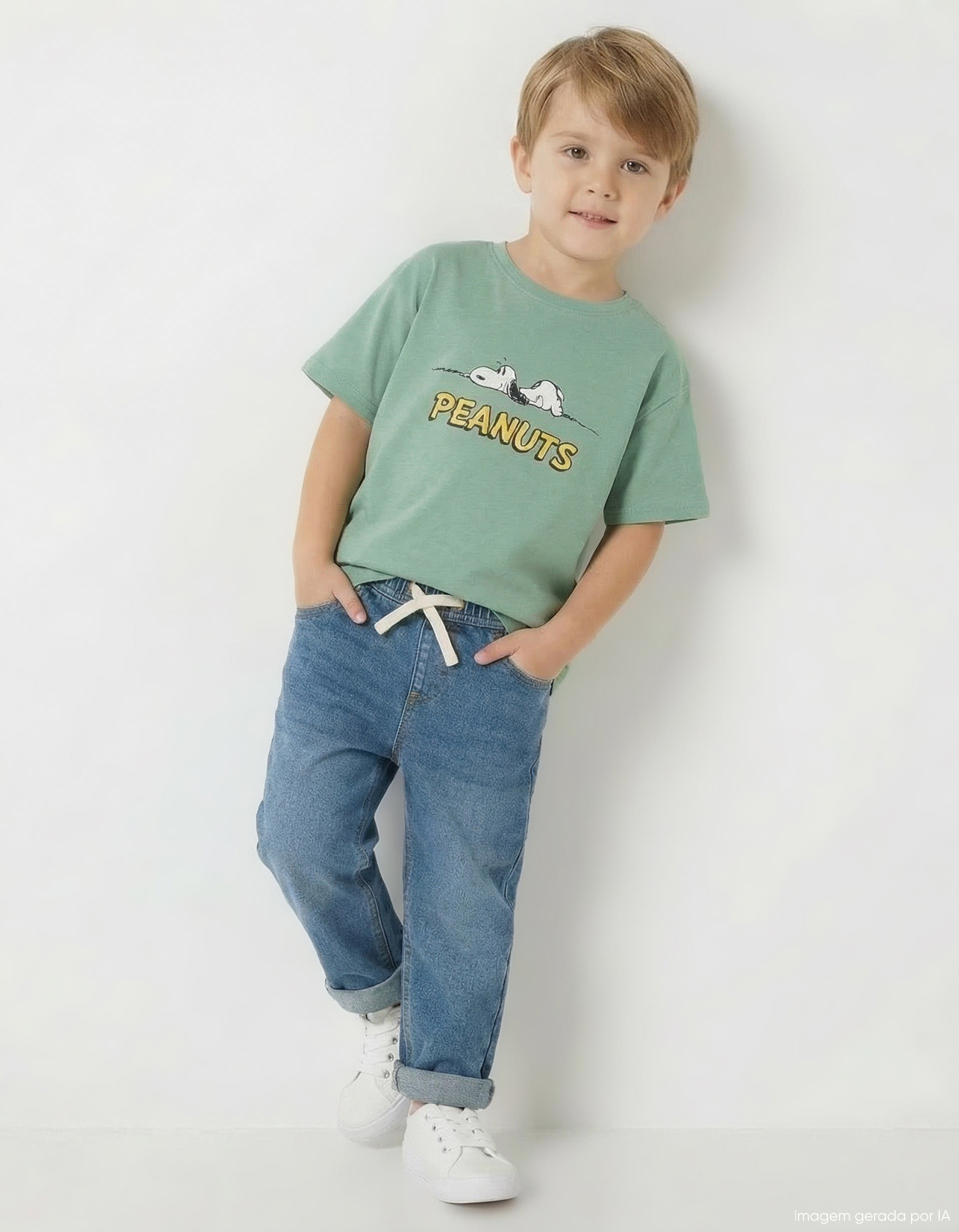 T-shirt 'Snoopy', Menino, Verde Claro