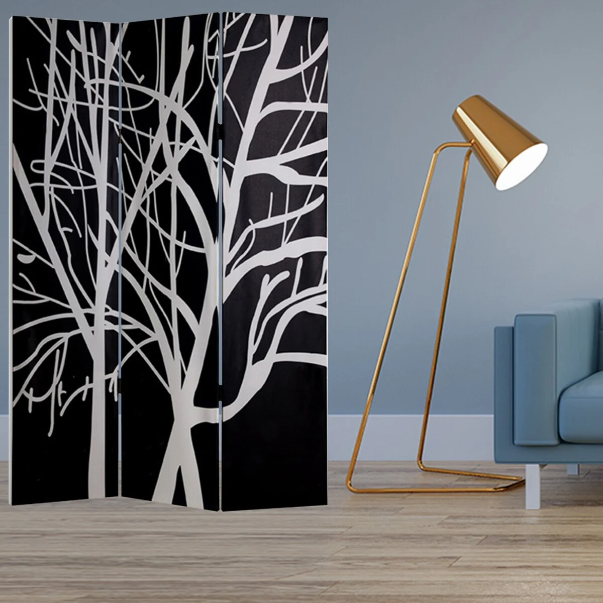 1 X 48 X 72 Multi Color Wood Canvas Tranquillity Screen