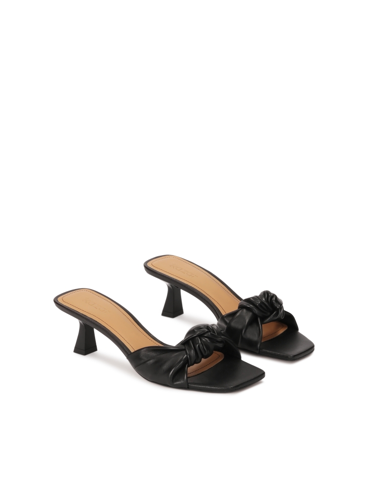 Black leather mules with knots