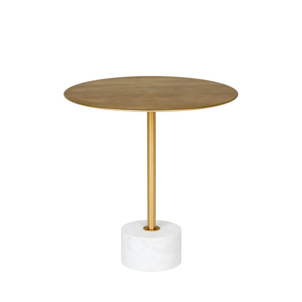LECCO - Table d'appoint en effet laiton et marbre D51cm laiton