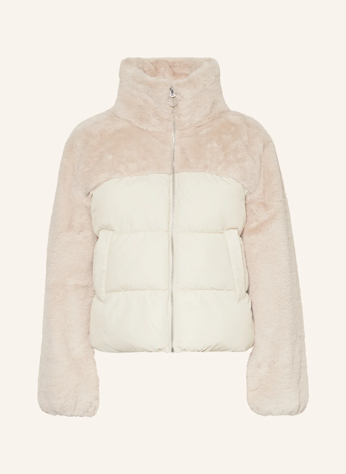 ONLY Steppjacke im Materialmix mit Kunstfell