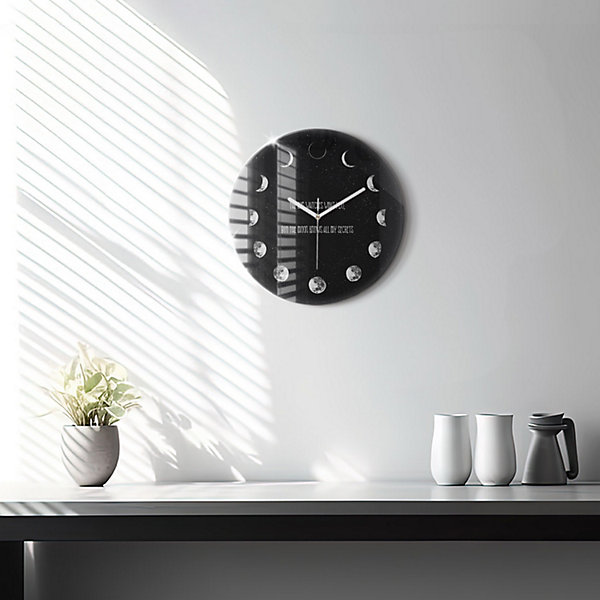 Horloge murale Wallfluent fi30 cm Aiguilles blanches Phases de la Lune et inscription 1 pcs