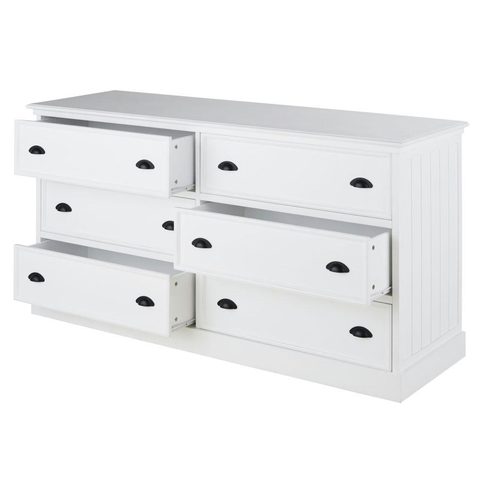 Newport - Commode 6 tiroirs double blanche