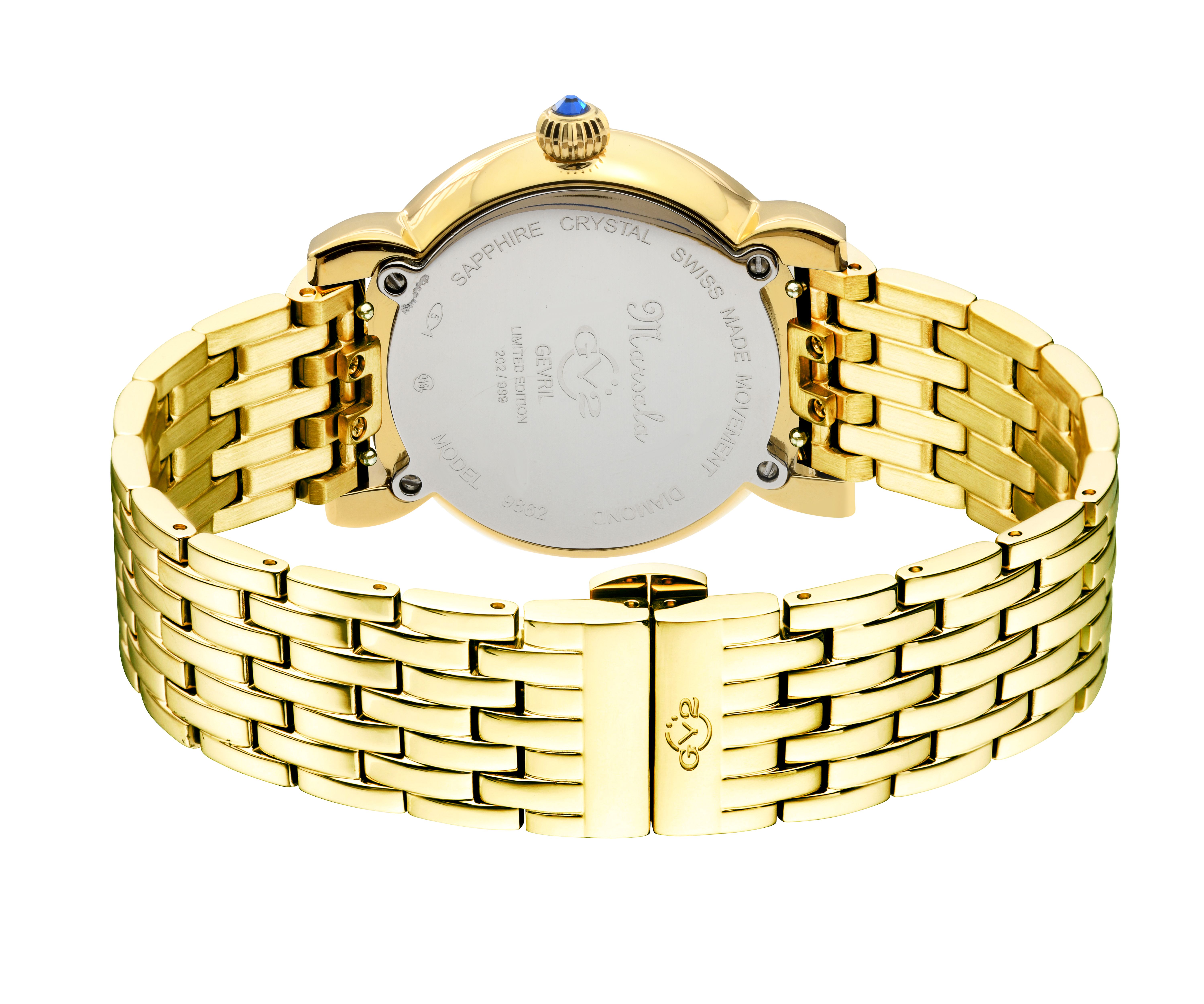 GV2 Marsala, Swiss Quartz Watch, Blue MOP Dial, 316L Stainless Steel, and Sapphire Crystal