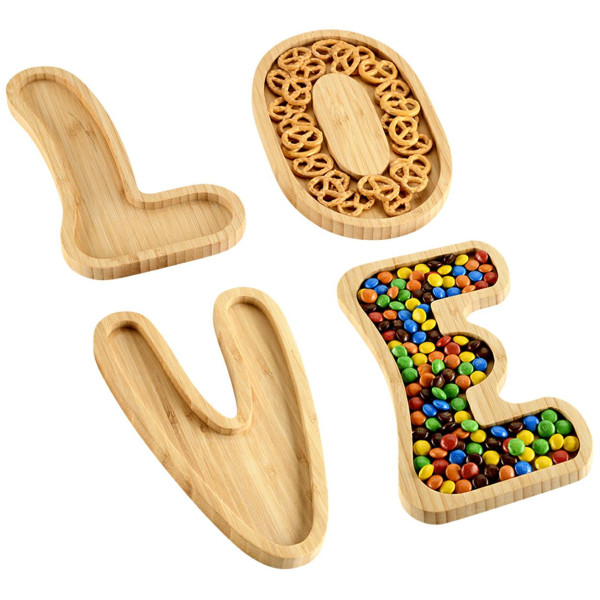 Deski do serwowania LOVE bambusowe zestaw 4 szt. 20x15x1,5 cm