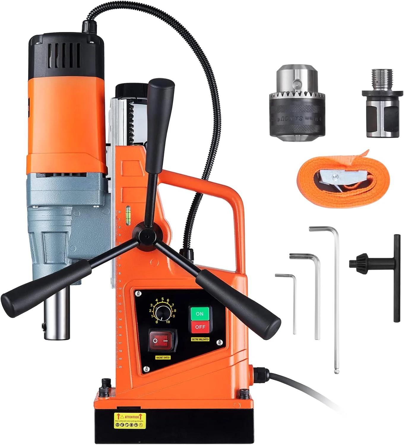 Mag Drill Press, 1550W 2 Boring Diameter, 2922lbf Power Magnetic Drill, 500 PRM, 10-Speed, Electric Drilling Machine for Metal Surface, Industrial and Home Improvement(W/ 2'')