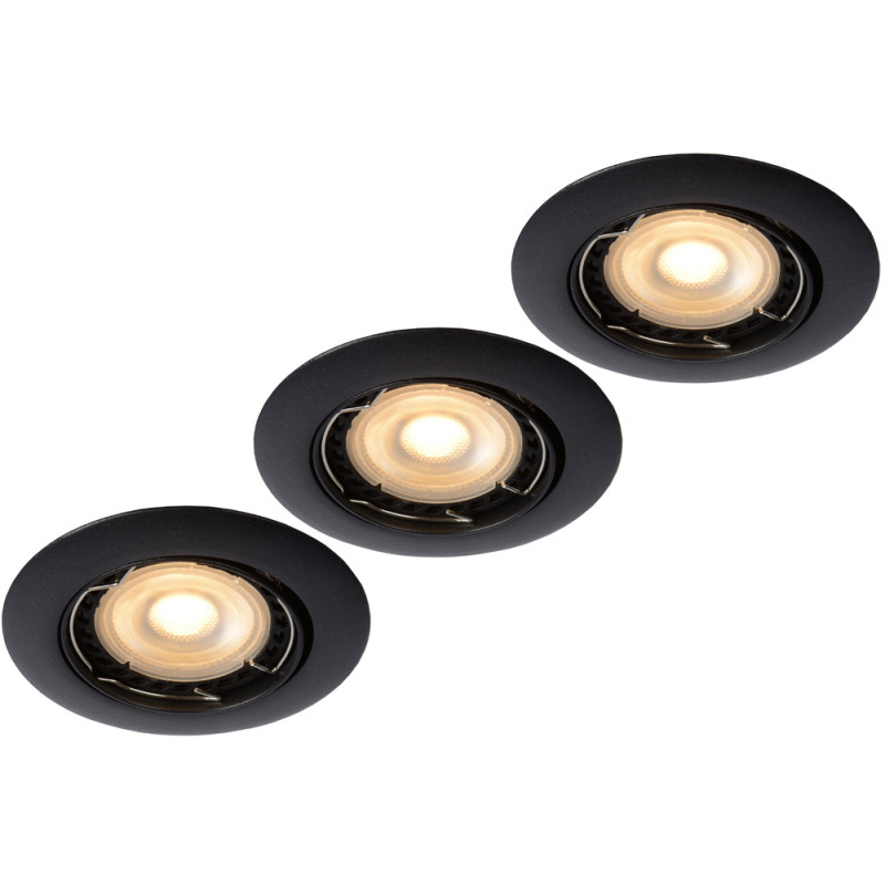 Spot encastrable LED Focus noir dimmable Ø 8,1 cm GU10 3 x 5 W LUCIDE