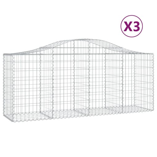 NNEVL Arched Gabion Baskets 3 pcs 200x50x80/100 cm Galvanised Iron