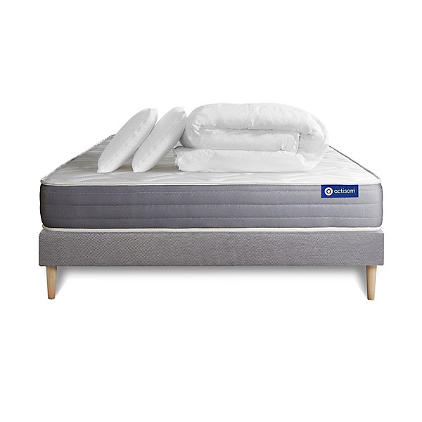 Pack sommier kit matelasLatex et mémoire de forme avec couette et oreillers
