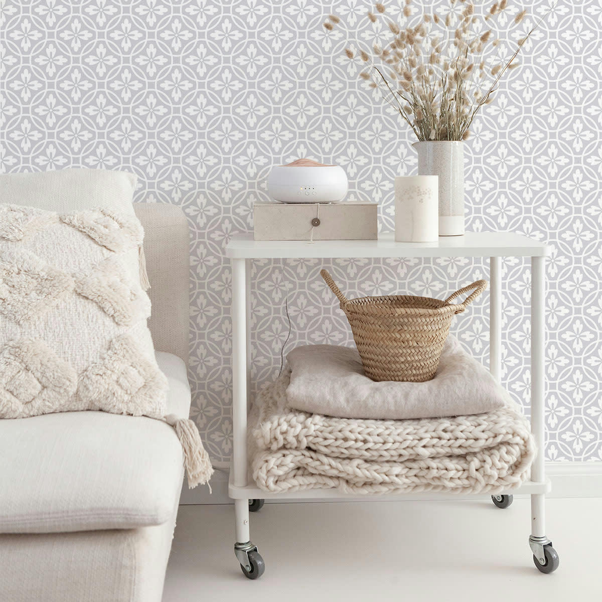 VINTAGE - Papier peint vinyle adhésif vintage gris cendré 50x300 cm