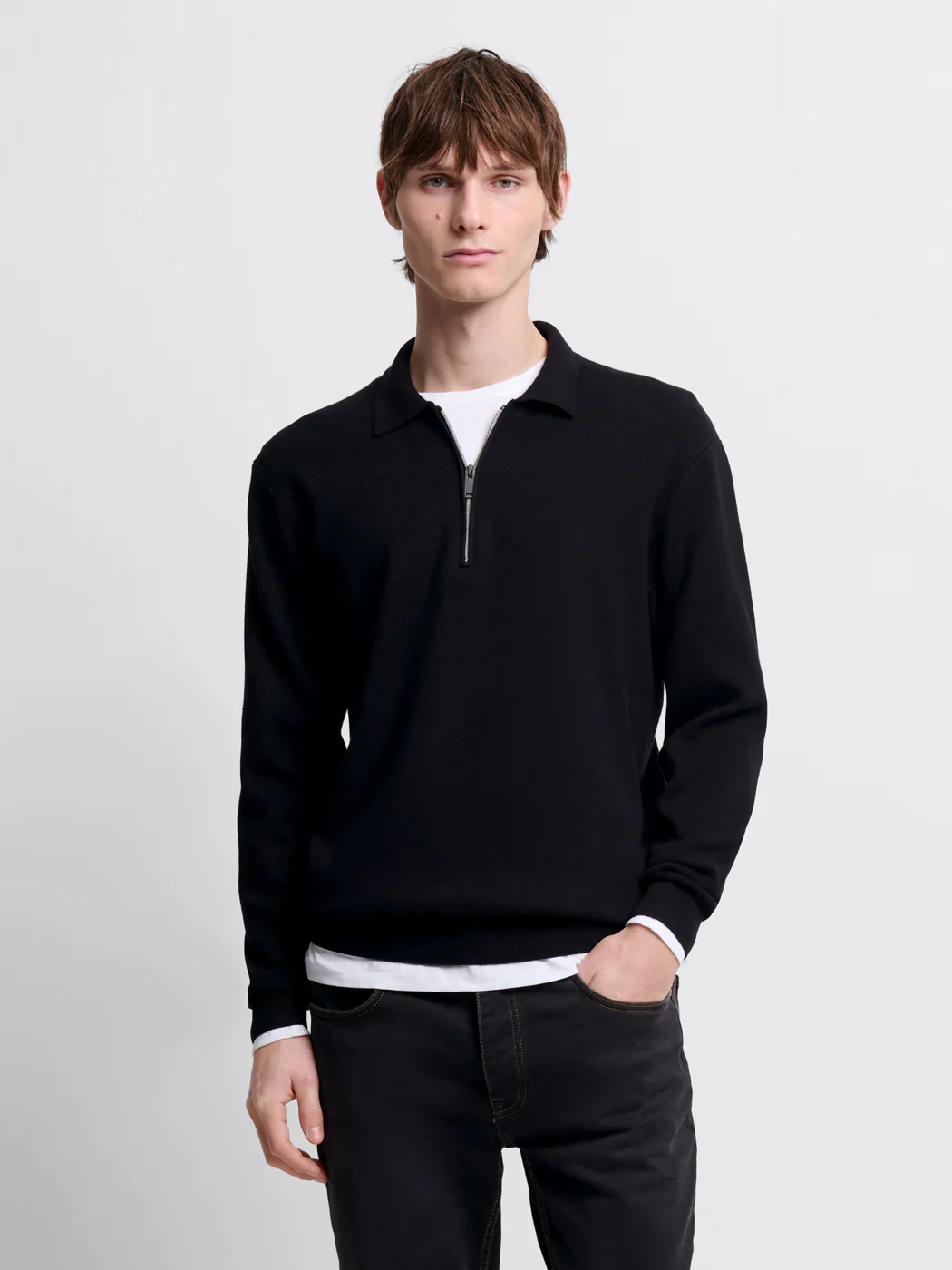 Pull col polo zippé en viscose certifiée