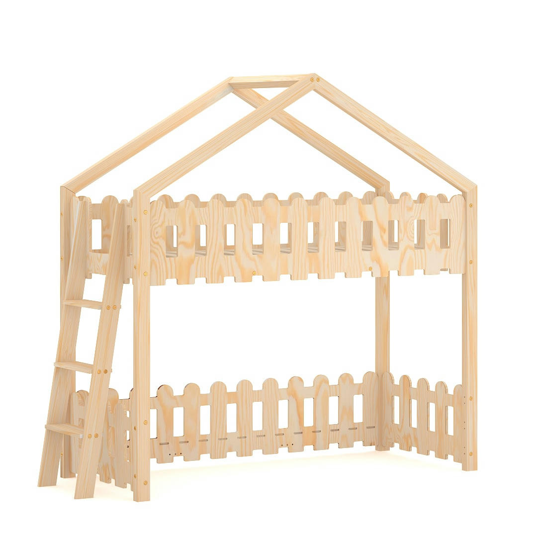 - Lit mezzanine en contreplaqué de pin 200x90 naturel